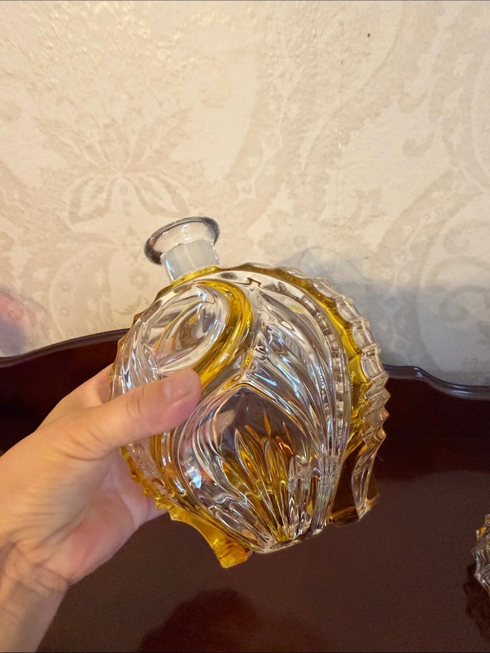Decorative cut to clear  Glass Decanter bottle